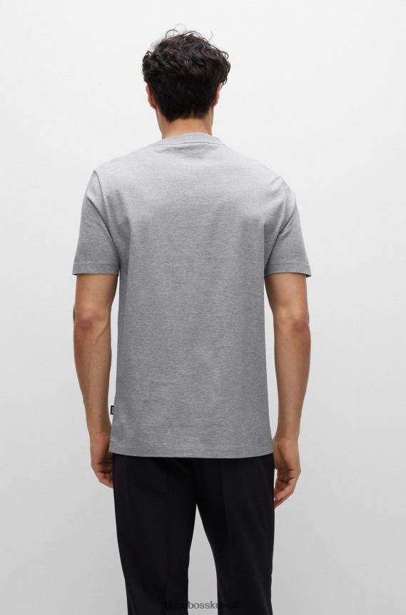4TFNJN1692 رمادي فاتح Hugo Boss تي شيرت من الجيرسي القطني مع طباعة شعار هوغو باللون الرمادي الفاتح