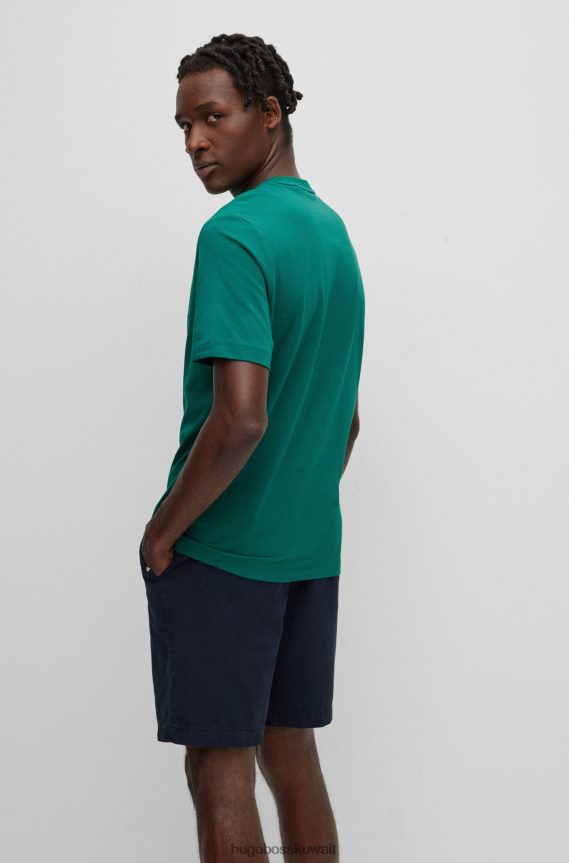 4TFNJN1694 اخضر فاتح Hugo Boss تي شيرت من الجيرسي القطني مع طباعة شعار هوغو باللون الأخضر الفاتح