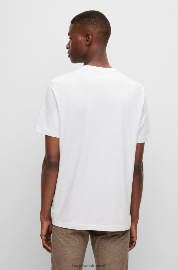 4TFNJN1695 أبيض Hugo Boss تيشيرت هوغو من الجيرسي القطني باللون الأبيض مع طباعة الشعار