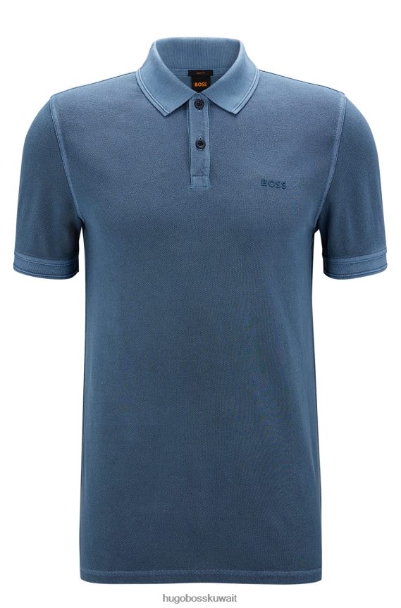 4TFNJN1697 أزرق Hugo Boss قميص بولو بقصّة ضيقة من Hugo مصنوع من قطن بيكيه © باللون الأزرق