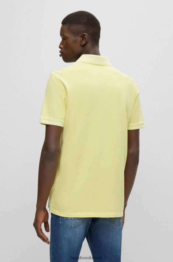 4TFNJN1700 أصفر فاتح Hugo Boss قميص بولو بقصة ضيقة من قطن بيكيه © Hugo باللون الأصفر الفاتح