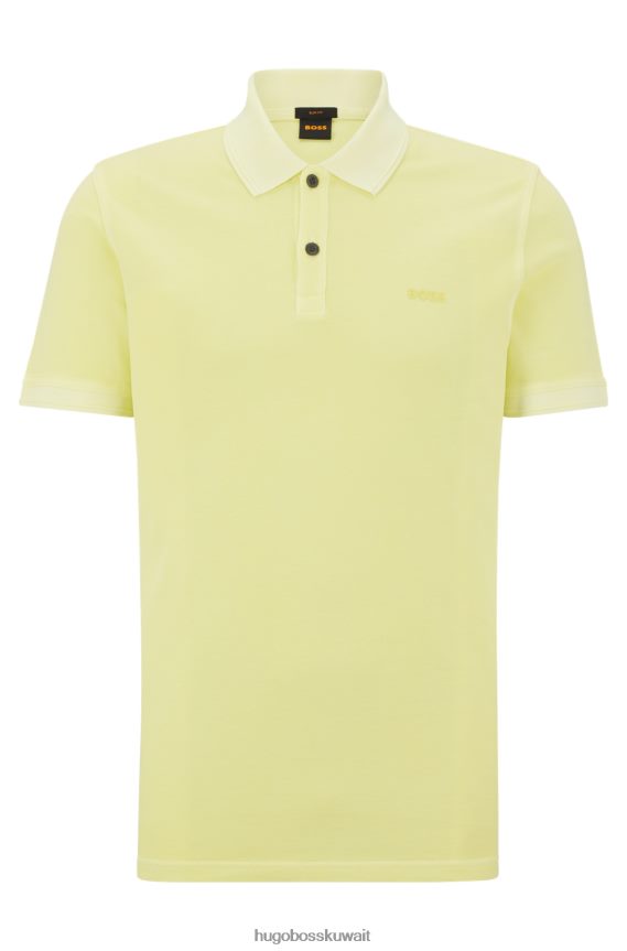4TFNJN1700 أصفر فاتح Hugo Boss قميص بولو بقصة ضيقة من قطن بيكيه © Hugo باللون الأصفر الفاتح