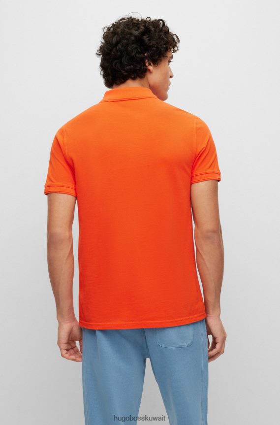 4TFNJN1702 البرتقالي Hugo Boss قميص بولو برتقالي بقصة ضيقة من Hugo مصنوع من قطن بيكيه ©