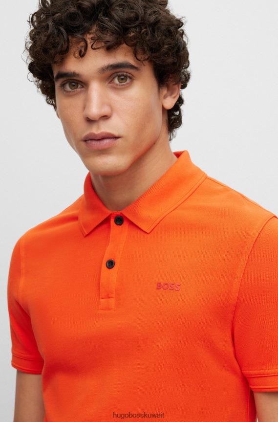 4TFNJN1702 البرتقالي Hugo Boss قميص بولو برتقالي بقصة ضيقة من Hugo مصنوع من قطن بيكيه ©