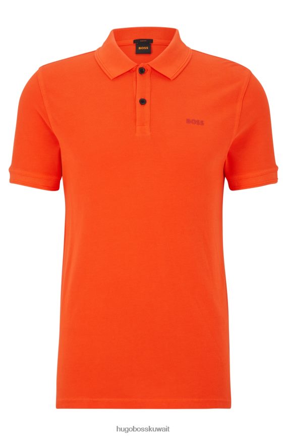 4TFNJN1702 البرتقالي Hugo Boss قميص بولو برتقالي بقصة ضيقة من Hugo مصنوع من قطن بيكيه ©