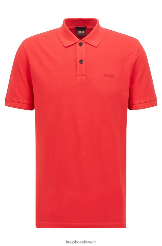 4TFNJN1703 أحمر Hugo Boss قميص بولو Hugo بقصة ضيقة مصنوع من قطن بيكيه © باللون الأحمر