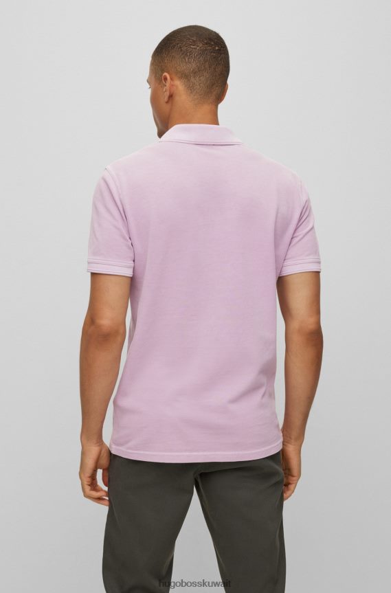 4TFNJN1704 ضوء ارجواني Hugo Boss قميص بولو بقصة ضيقة من قطن بيكيه © باللون الأرجواني الفاتح