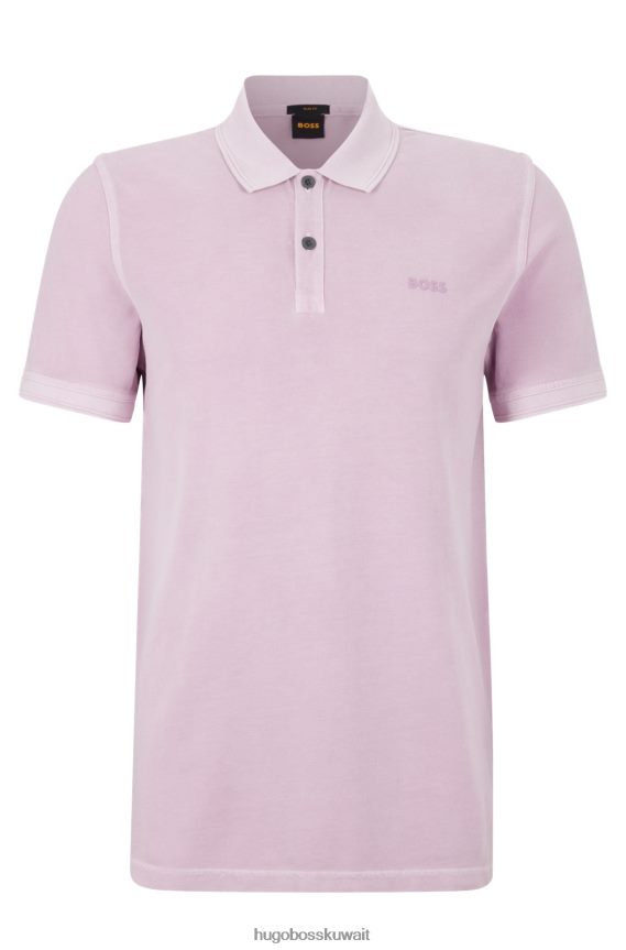 4TFNJN1704 ضوء ارجواني Hugo Boss قميص بولو بقصة ضيقة من قطن بيكيه © باللون الأرجواني الفاتح