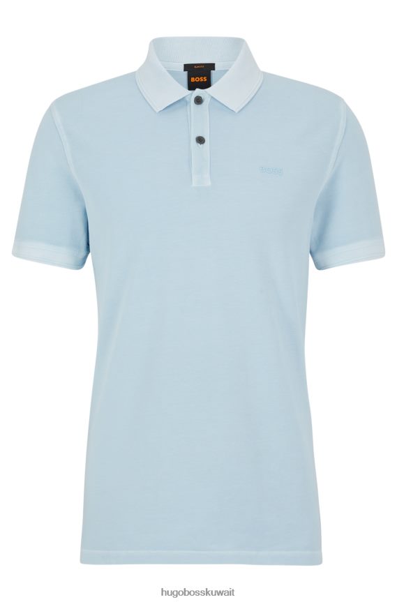 4TFNJN1705 أزرق فاتح Hugo Boss قميص بولو أزرق فاتح بقصة ضيقة مصنوع من قطن بيكيه © Hugo
