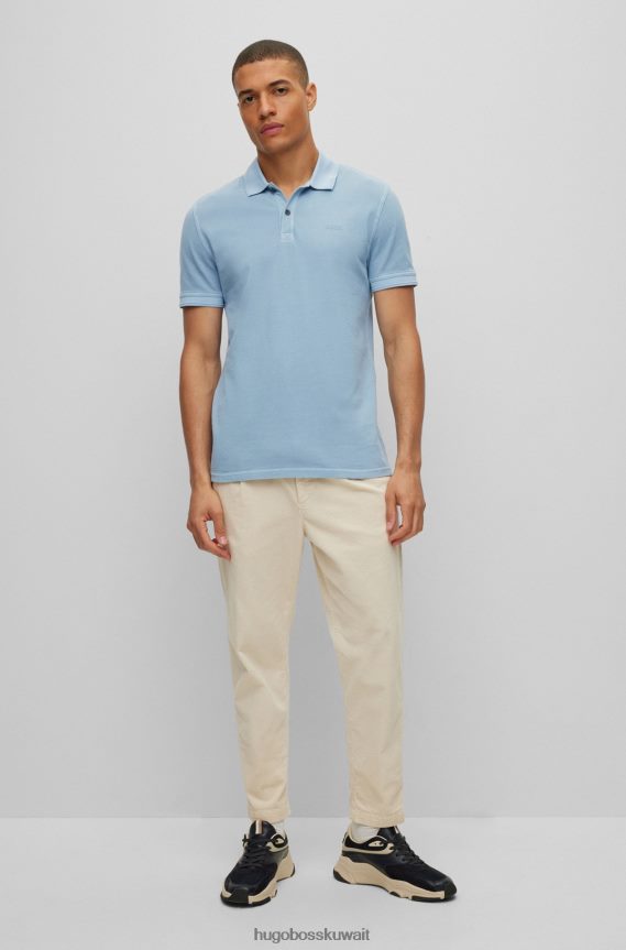 4TFNJN1706 أزرق فاتح Hugo Boss قميص بولو بقصة ضيقة من قطن بيكيه © Hugo باللون الأزرق الفاتح