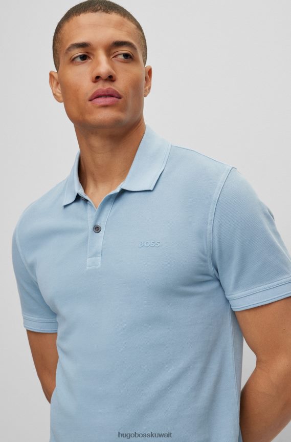 4TFNJN1706 أزرق فاتح Hugo Boss قميص بولو بقصة ضيقة من قطن بيكيه © Hugo باللون الأزرق الفاتح