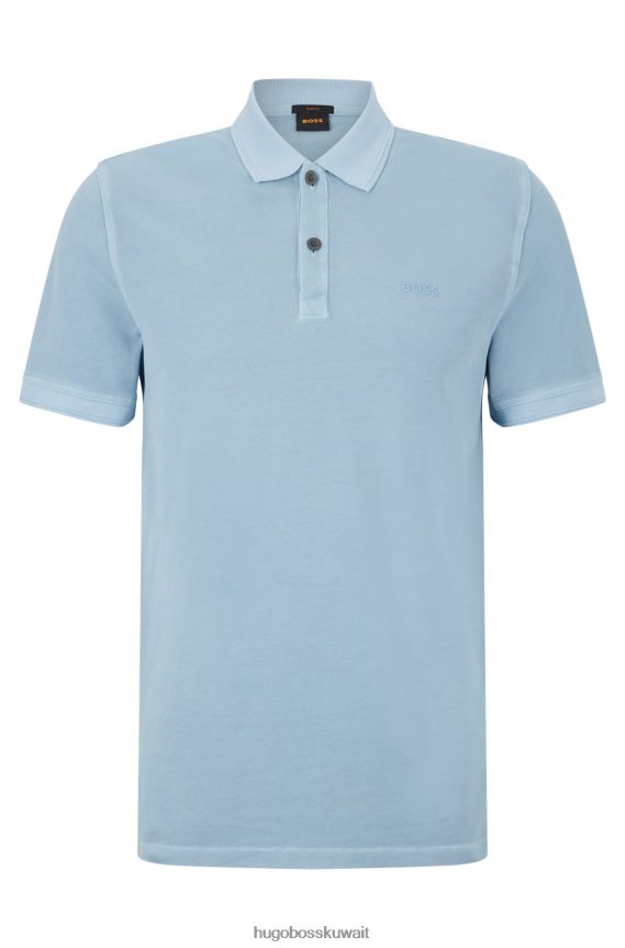 4TFNJN1706 أزرق فاتح Hugo Boss قميص بولو بقصة ضيقة من قطن بيكيه © Hugo باللون الأزرق الفاتح