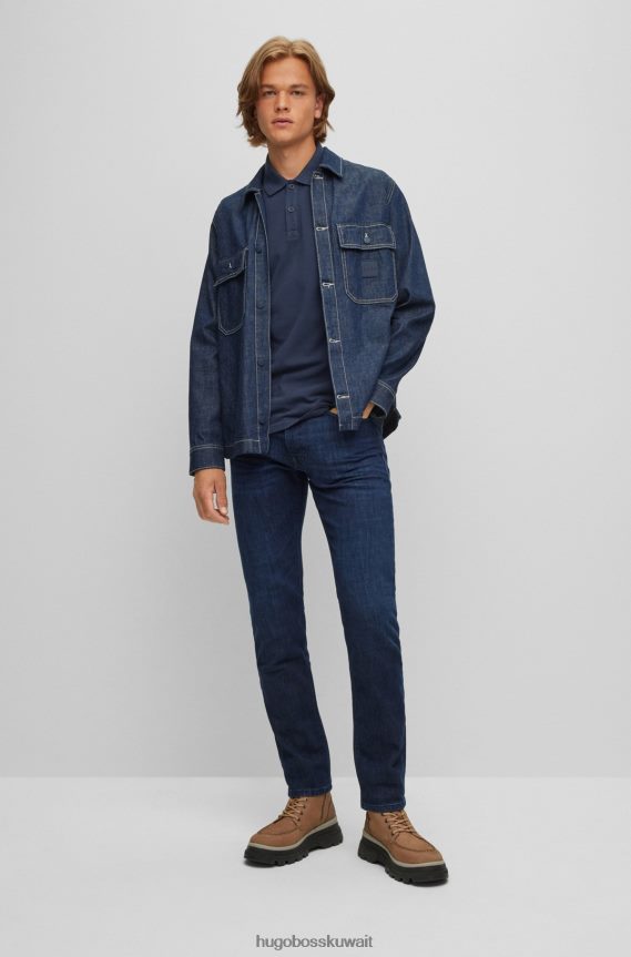 4TFNJN1707 أزرق غامق Hugo Boss قميص بولو بقصة ضيقة من Hugo مصنوع من قطن بيكيه© باللون الأزرق الداكن