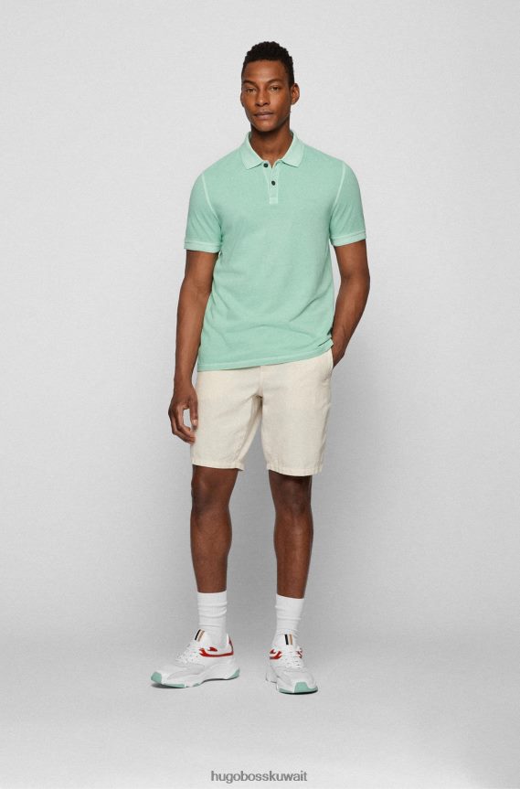 4TFNJN1709 اخضر فاتح Hugo Boss قميص بولو Hugo بقصة ضيقة مصنوع من قطن بيكيه © باللون الأخضر الفاتح