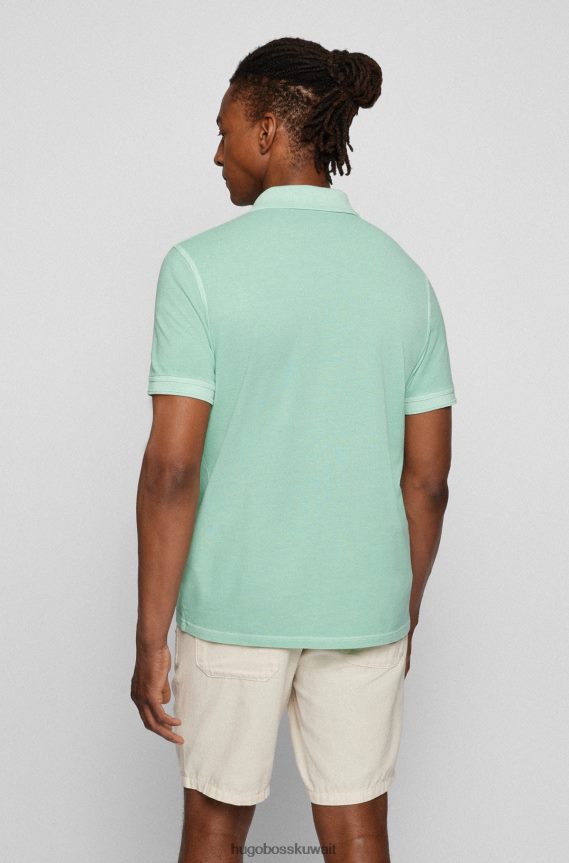 4TFNJN1709 اخضر فاتح Hugo Boss قميص بولو Hugo بقصة ضيقة مصنوع من قطن بيكيه © باللون الأخضر الفاتح