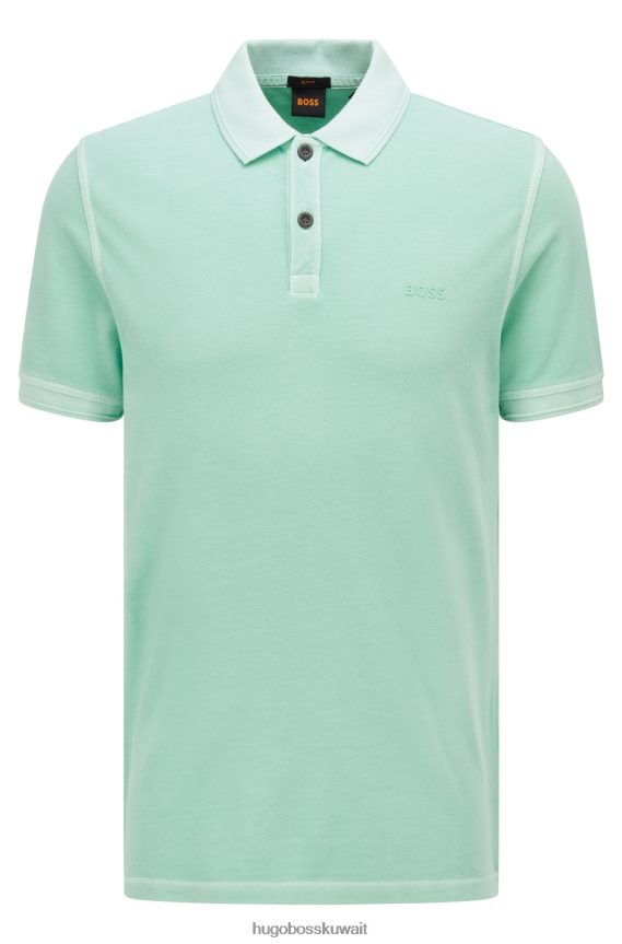 4TFNJN1709 اخضر فاتح Hugo Boss قميص بولو Hugo بقصة ضيقة مصنوع من قطن بيكيه © باللون الأخضر الفاتح