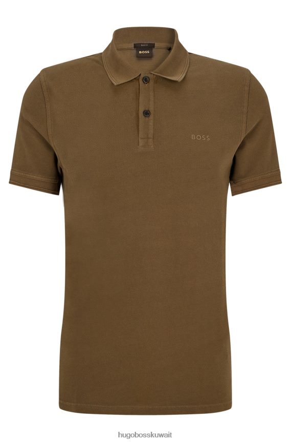 4TFNJN1711 أخضر غامق Hugo Boss قميص بولو بقصة ضيقة باللون الأخضر الداكن مصنوع من قطن بيكيه © Hugo