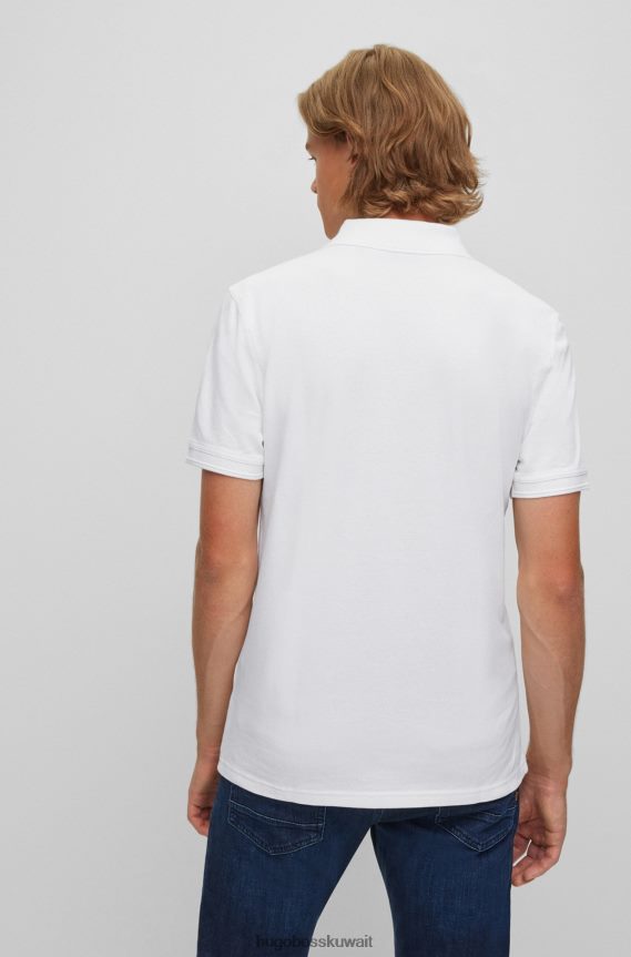 4TFNJN1712 أبيض Hugo Boss قميص بولو بقصة ضيقة مصنوع من قطن بيكيه© هوغو باللون الأبيض