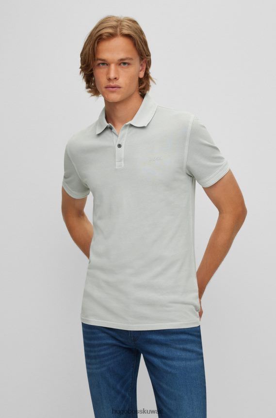 4TFNJN1713 رمادي Hugo Boss قميص بولو بقصة ضيقة من Hugo باللون الرمادي مصنوع من قطن بيكيه ©