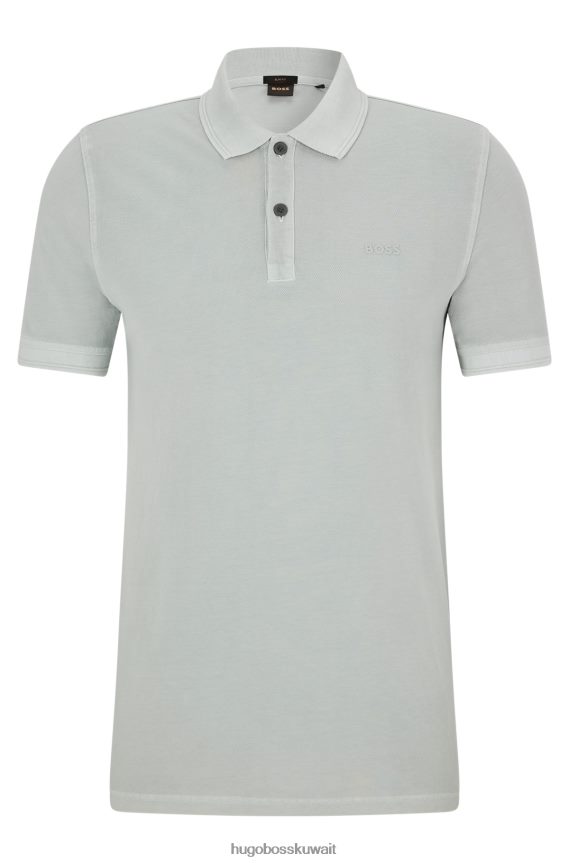 4TFNJN1713 رمادي Hugo Boss قميص بولو بقصة ضيقة من Hugo باللون الرمادي مصنوع من قطن بيكيه ©
