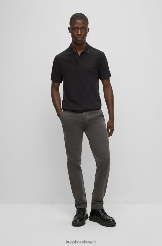 4TFNJN1714 أسود Hugo Boss قميص بولو أسود من Hugo مصنوع من قطن بيكيه ©