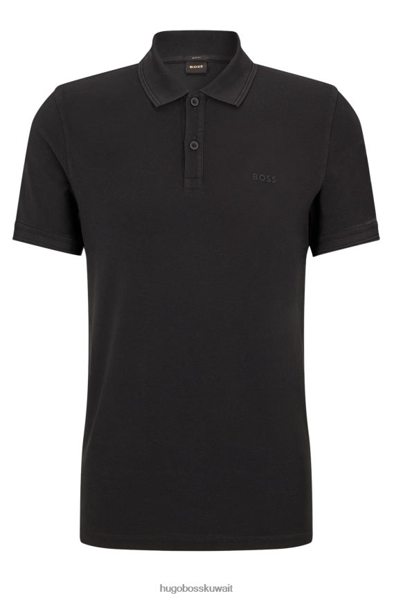 4TFNJN1714 أسود Hugo Boss قميص بولو أسود من Hugo مصنوع من قطن بيكيه ©