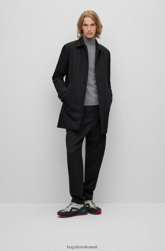 4TFNJN1719 أسود Hugo Boss معطف هوغو أسود مبطن بقصة ضيقة مع لمسة نهائية مقاومة للماء