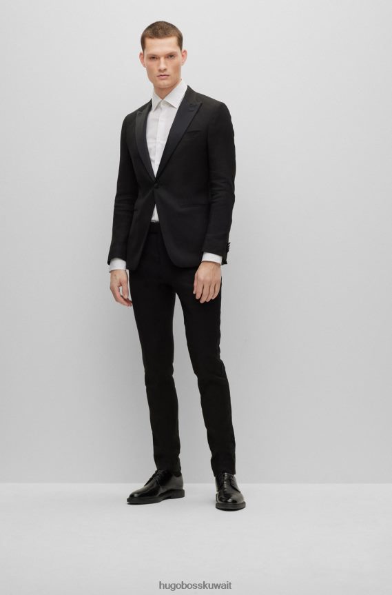 4TFNJN1723 أبيض Hugo Boss قميص أبيض بقصة ضيقة مصنوع من قماش البوبلين القطني القابل للتمدد وسهل الكي