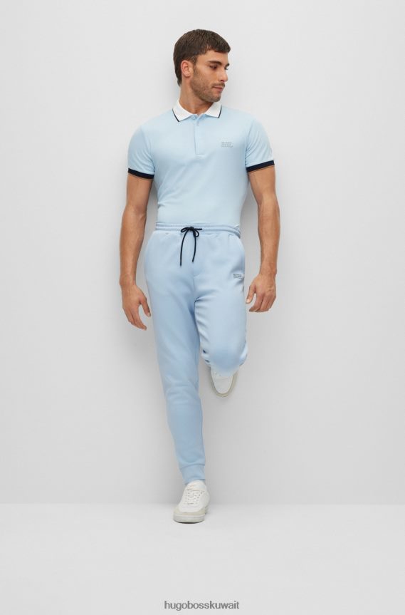 4TFNJN1733 أزرق فاتح Hugo Boss قطعة سفلية من بدلة رياضية من مزيج القطن من Hugo مع تفاصيل مخططة متعددة الألوان باللون الأزرق الفاتح