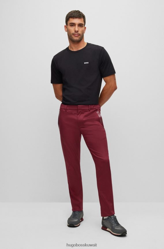 4TFNJN1756 أسود Hugo Boss تيشيرت Hugo من القطن المطاطي باللون الأسود مع شعار متباين