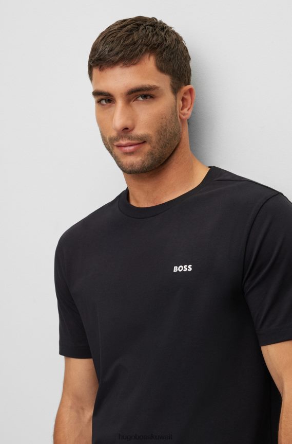 4TFNJN1756 أسود Hugo Boss تيشيرت Hugo من القطن المطاطي باللون الأسود مع شعار متباين