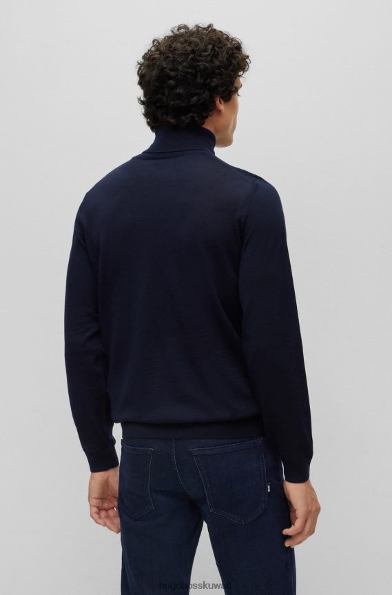 4TFNJN1757 أزرق غامق Hugo Boss هوغو جينز بقصة عادية من قماش الدنيم باللون الأزرق الداكن وملمس الكشمير باللون الأزرق الداكن