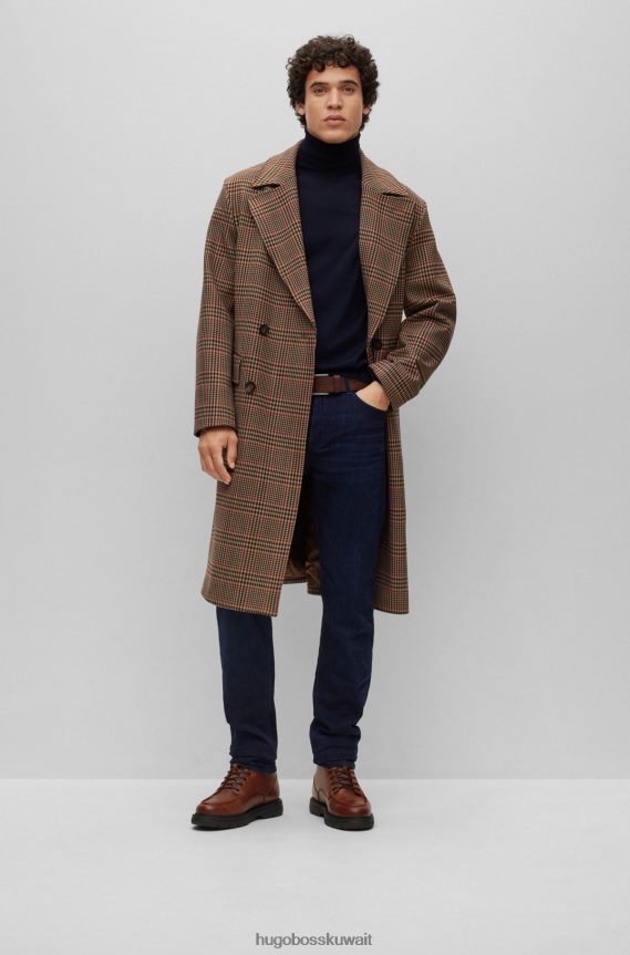 4TFNJN1757 أزرق غامق Hugo Boss هوغو جينز بقصة عادية من قماش الدنيم باللون الأزرق الداكن وملمس الكشمير باللون الأزرق الداكن