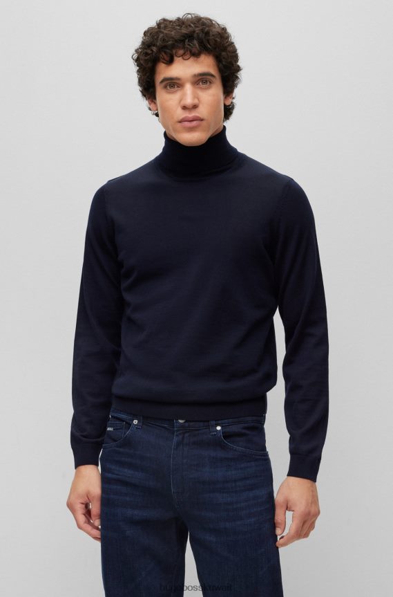 4TFNJN1757 أزرق غامق Hugo Boss هوغو جينز بقصة عادية من قماش الدنيم باللون الأزرق الداكن وملمس الكشمير باللون الأزرق الداكن