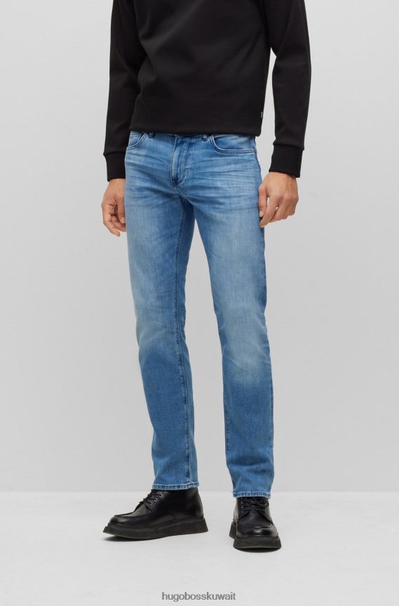 4TFNJN1766 أزرق فاتح Hugo Boss جينز بقصة عادية باللون الأزرق من قماش الدنيم الإيطالي بلمسة الكشمير هوغو باللون الأزرق الفاتح