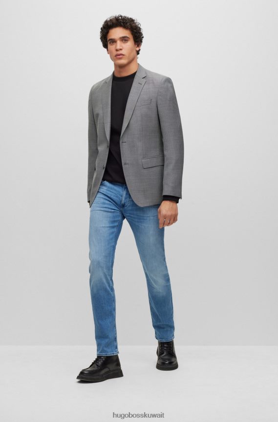 4TFNJN1766 أزرق فاتح Hugo Boss جينز بقصة عادية باللون الأزرق من قماش الدنيم الإيطالي بلمسة الكشمير هوغو باللون الأزرق الفاتح