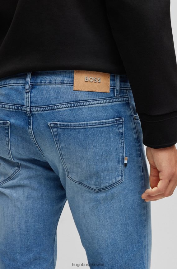 4TFNJN1766 أزرق فاتح Hugo Boss جينز بقصة عادية باللون الأزرق من قماش الدنيم الإيطالي بلمسة الكشمير هوغو باللون الأزرق الفاتح