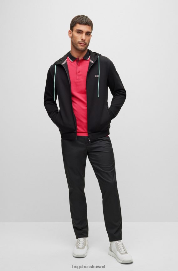 4TFNJN1768 لون القرنفل Hugo Boss قميص بولو وردي من Hugo بقصة ضيقة مع تفاصيل الشعار