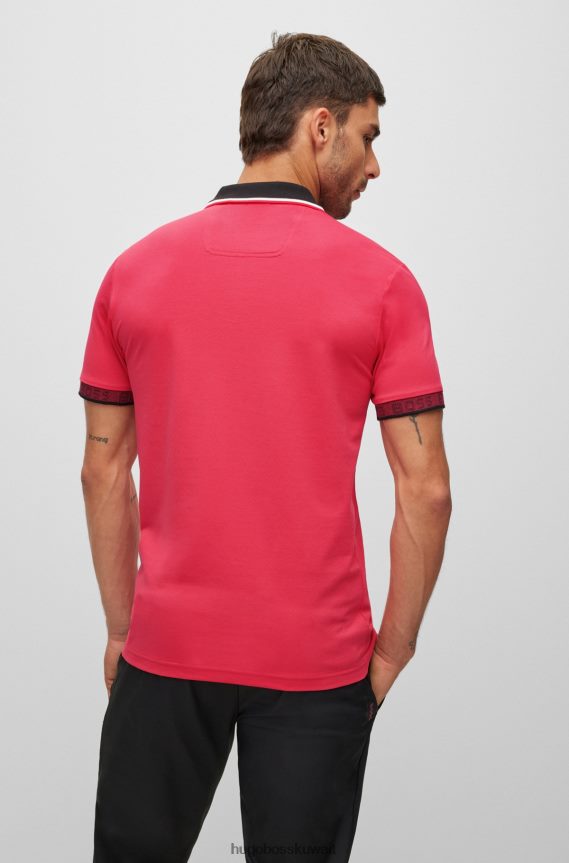 4TFNJN1768 لون القرنفل Hugo Boss قميص بولو وردي من Hugo بقصة ضيقة مع تفاصيل الشعار
