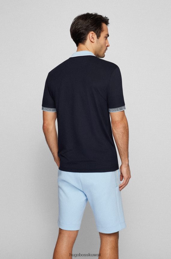 4TFNJN1770 أزرق غامق Hugo Boss قميص بولو بقصة ضيقة مع تفاصيل الشعار باللون الأزرق الداكن