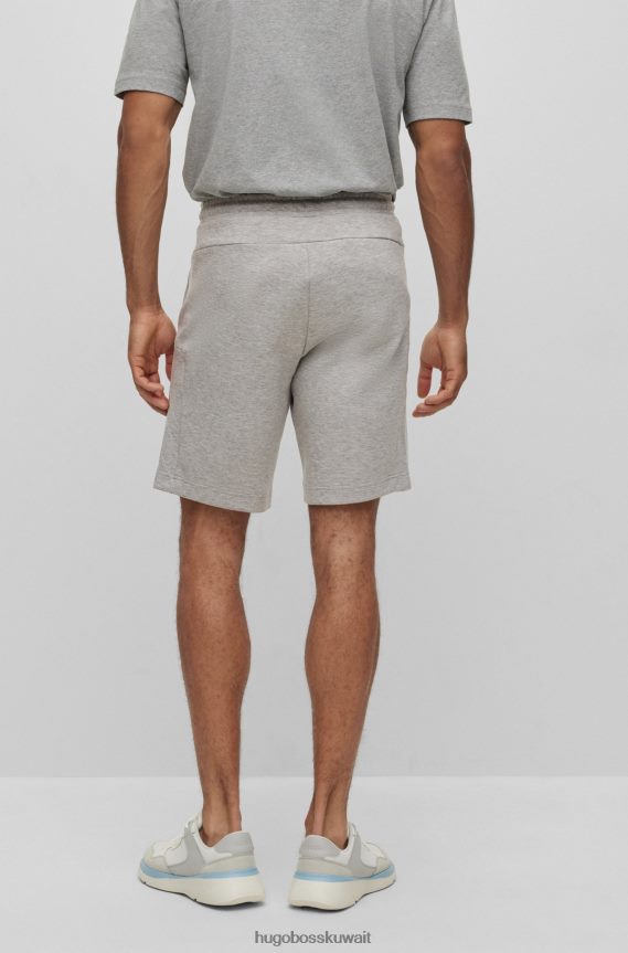 4TFNJN1774 رمادي فاتح Hugo Boss شورت Hugo باللون الرمادي الفاتح ذو المقاس العادي من القماش المطاطي مع عمل فني شبكي
