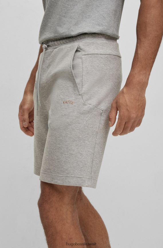 4TFNJN1774 رمادي فاتح Hugo Boss شورت Hugo باللون الرمادي الفاتح ذو المقاس العادي من القماش المطاطي مع عمل فني شبكي