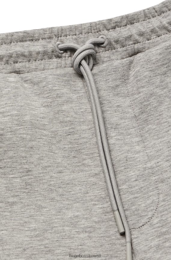 4TFNJN1774 رمادي فاتح Hugo Boss شورت Hugo باللون الرمادي الفاتح ذو المقاس العادي من القماش المطاطي مع عمل فني شبكي
