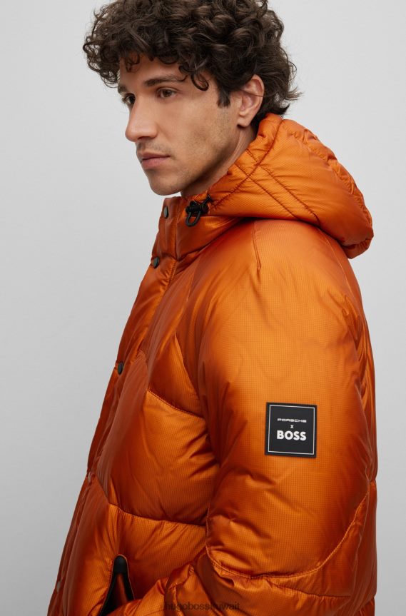 4TFNJN1776 برتقالي فاتح Hugo Boss سترة بورش X مبطنة كبيرة الحجم