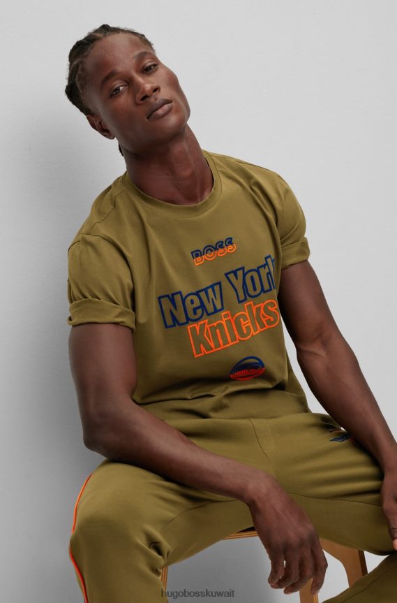 4TFNJN1778 الدوري الاميركي للمحترفين نيكس Hugo Boss تي شيرت من القطن المطاطي NBA