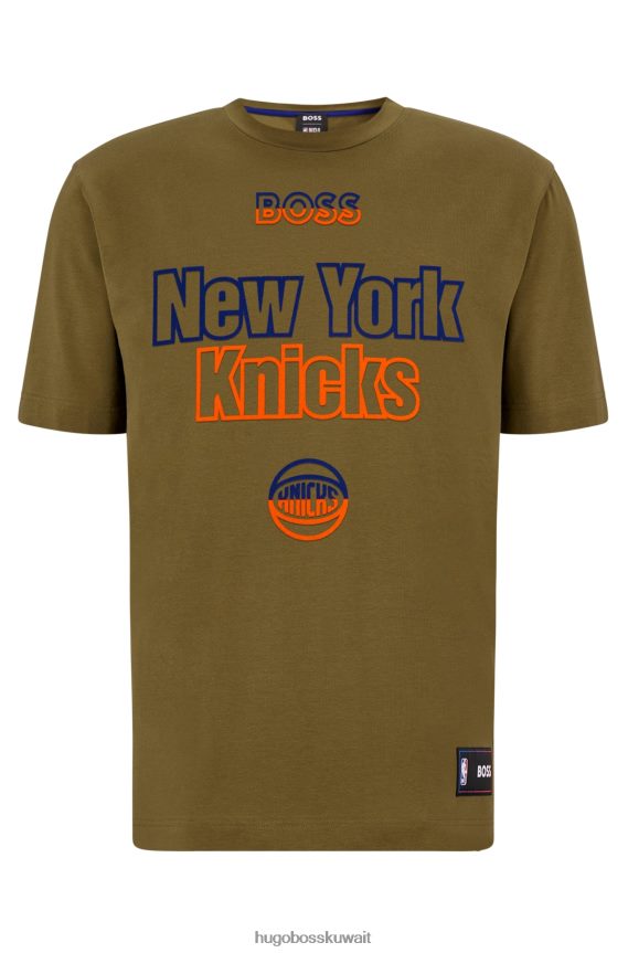 4TFNJN1778 الدوري الاميركي للمحترفين نيكس Hugo Boss تي شيرت من القطن المطاطي NBA