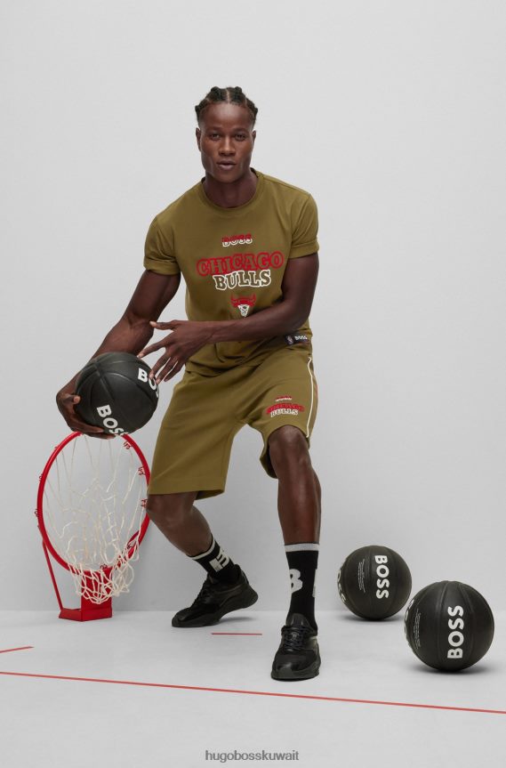 4TFNJN1779 ثيران الدوري الاميركي للمحترفين Hugo Boss تي شيرت NBA والقطن المطاطي