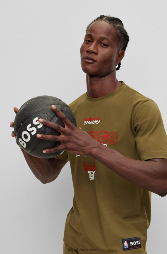 4TFNJN1779 ثيران الدوري الاميركي للمحترفين Hugo Boss تي شيرت NBA والقطن المطاطي