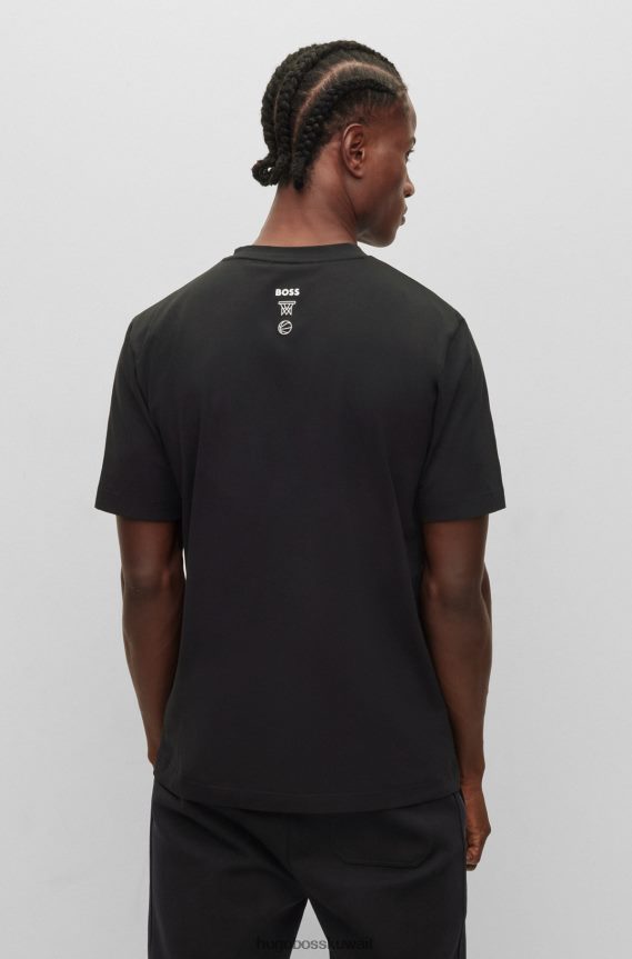 4TFNJN1785 شبكات الدوري الاميركي للمحترفين Hugo Boss تي شيرت من القطن المطاطي الجديد NBA