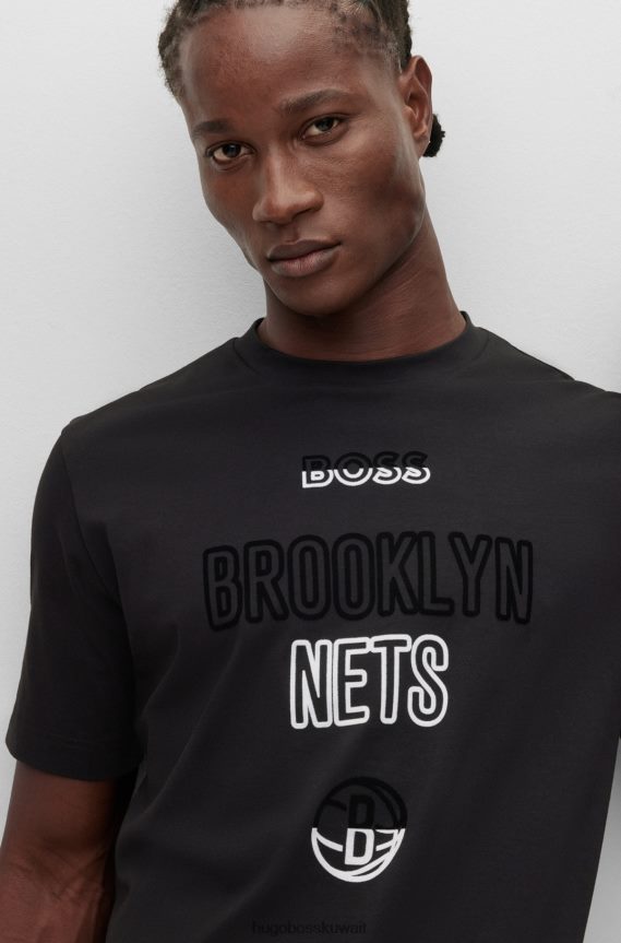 4TFNJN1785 شبكات الدوري الاميركي للمحترفين Hugo Boss تي شيرت من القطن المطاطي الجديد NBA